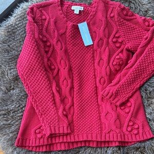 Calvin Klein Women's Bold Red Cable Knit Sweater
